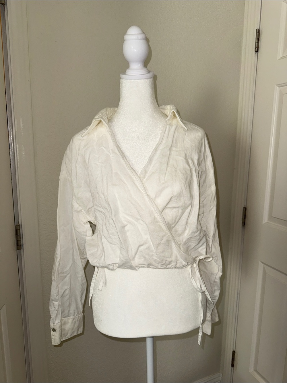 Zara Cream Wrap Crop Top